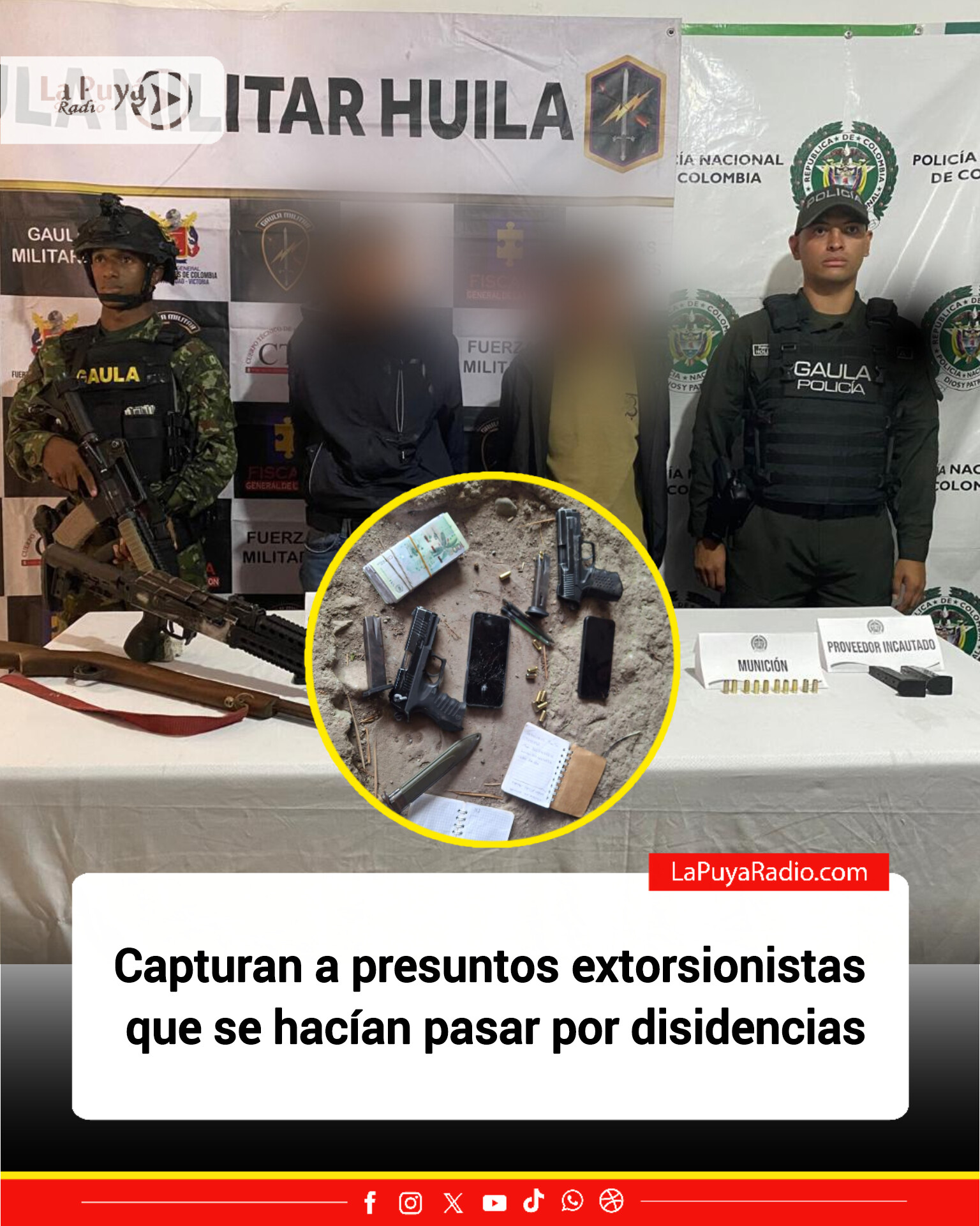 Capturan a falsos disidentes por extorsión en Pitalito